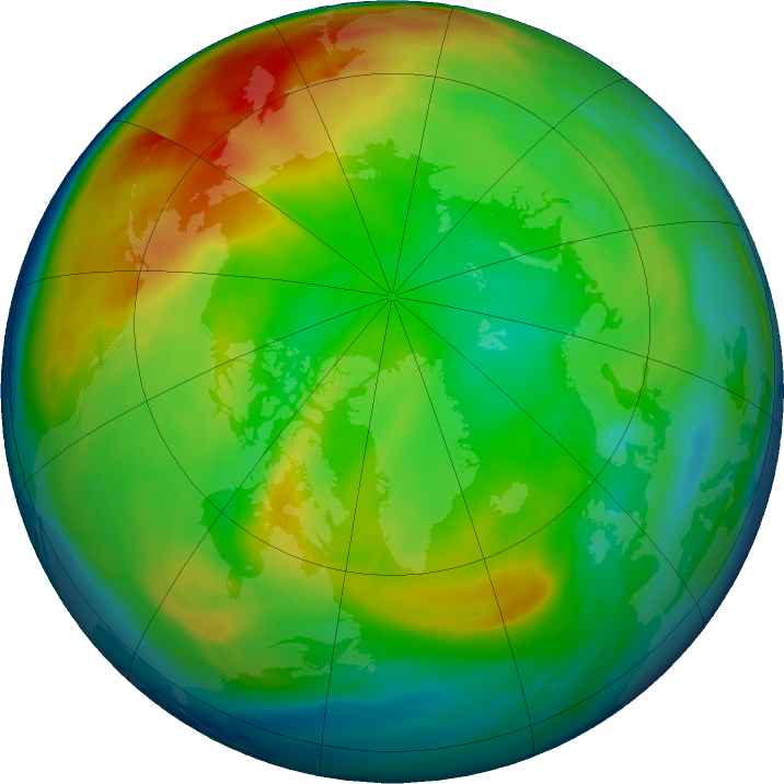 Arctic ozone map for 06 January 2023